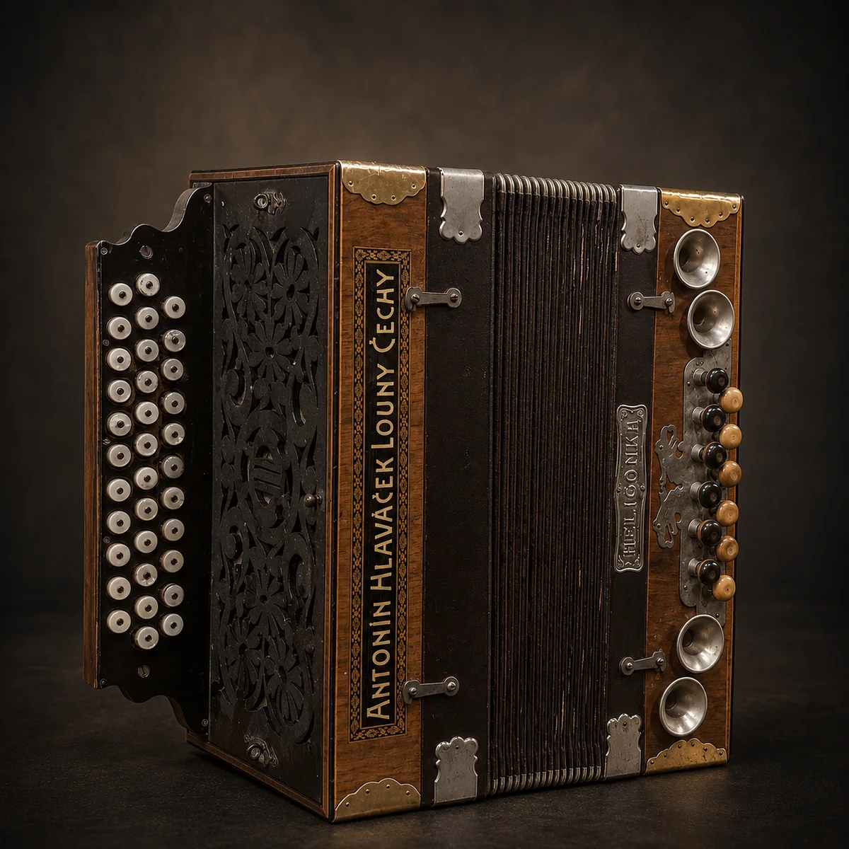 Vintage wooden heligonka