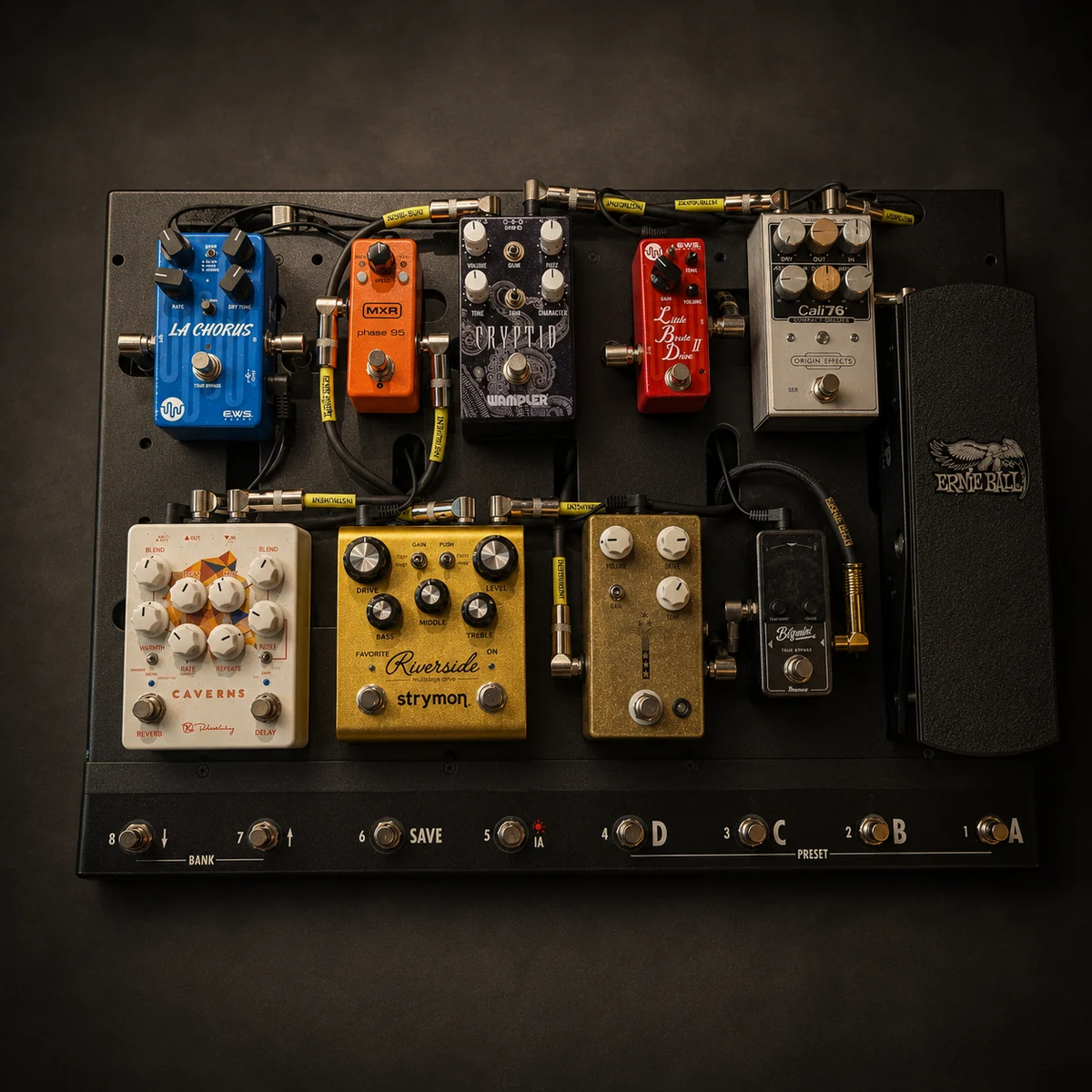 Guitar effects pedalboard